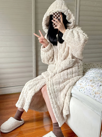 Lucy™ - Cozy Coral Fleece Hooded Robe