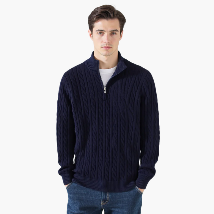 Jordan | Cable Knit Sweater with Zipper
