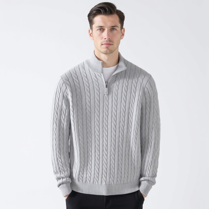 Jordan | Cable Knit Sweater with Zipper