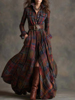 Barbara ❘ Long plaid dress with belt