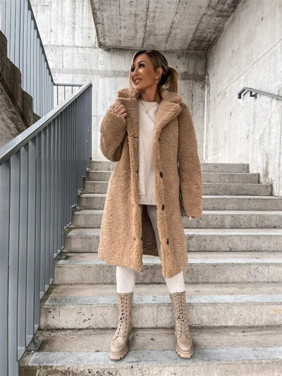 Jenna - Teddy Plush Button Coat