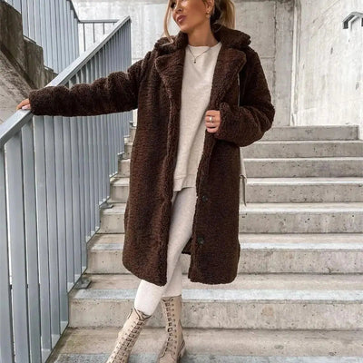 Jenna - Teddy Plush Button Coat