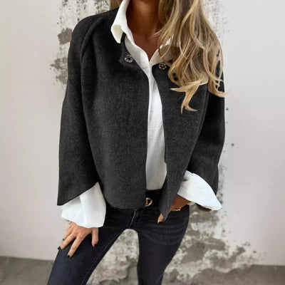 Haley - Round Neck and Long Sleeves Wool Coat
